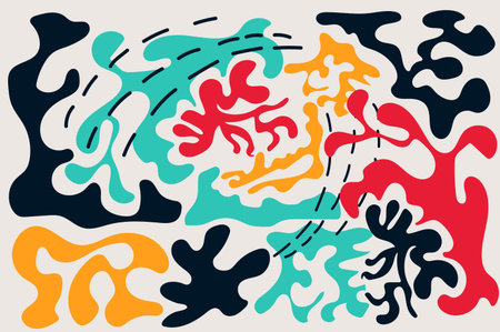 Abstract organic shapes background. Colorful trunks coral-like shapes.のイラスト素材