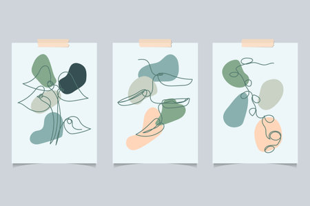 Abstract climbers plants hand-drawn cover in a4 backgroundのイラスト素材