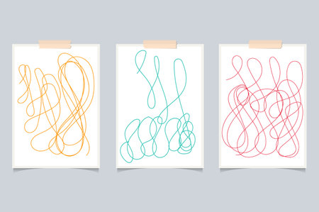 Twist string motion line art elements with frame background.のイラスト素材