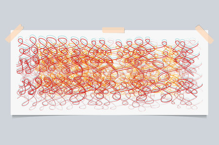 Abstract colorful spiral wire shape background. Hand drawn elementsのイラスト素材