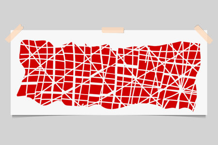 Hand drawn abstract road map with connection and shapeのイラスト素材