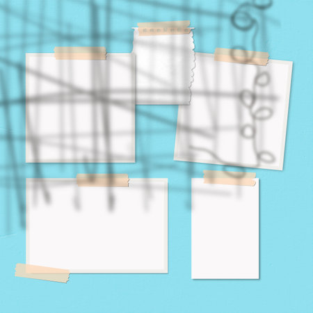 Mood board mock up in a pastel color wall illustration