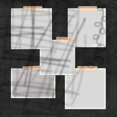 Group photo mood board in blackboard stocked by scotch tape.の写真素材