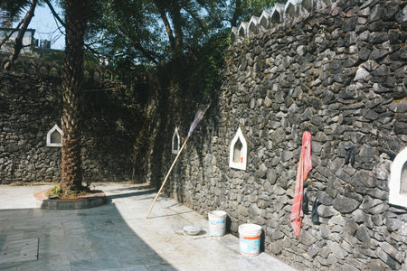 Boundary wall of Saint Shah Jalal drinking wellの写真素材