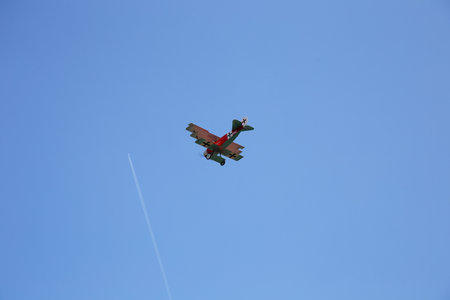 Vintage Triplane WWI Fokker in Flightの写真素材