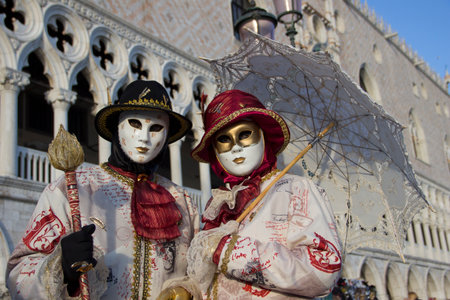 Venice Carnival - Couple of Venetian Masksのeditorial素材