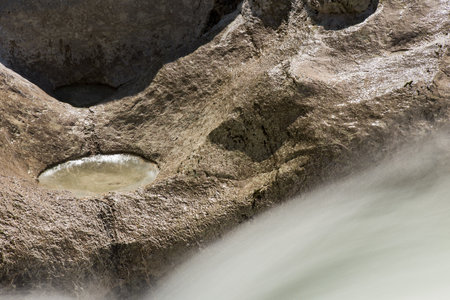 Small river waterfalls in rocky gorges, Soca Valley, Slovenia