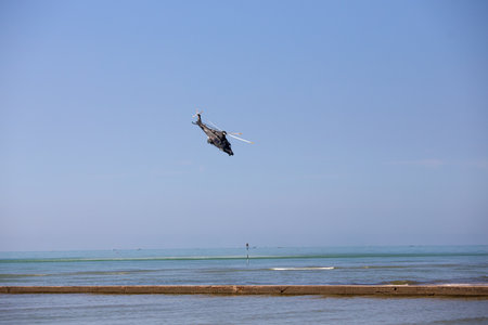 Air Show exhibition of military rescue helicopter, Grado, Italyのeditorial素材