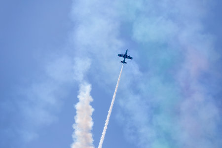 Italian acrobatic aircraft team Solo pilot of Frecce Tricolori airshow exibition
