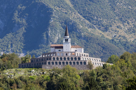 Italian ossuary, Monument of World War 1 - Italian charnel house, Caporetto Italian ossuary, Church of St. Anton, Kobarid, Sloveniaのeditorial素材