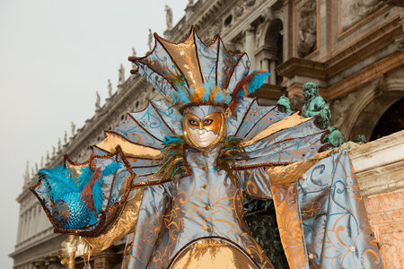 Venetian Mask in colorful and elegant costume -Venice Carnivalのeditorial素材
