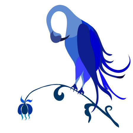 Illustration of isolated blue bird on white background.のイラスト素材