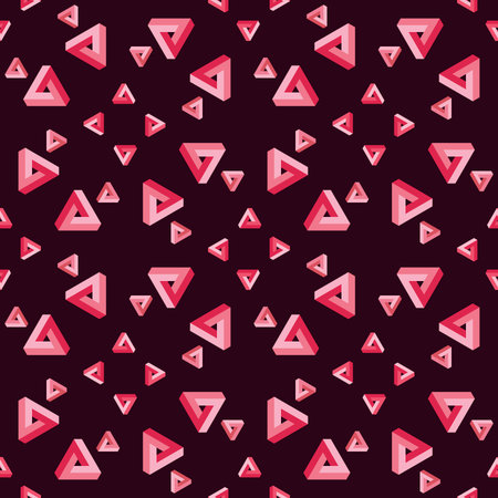 Pink Penrose triangle pattern vector