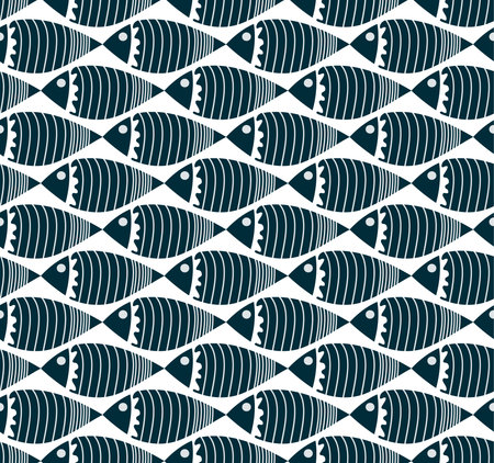 Vector seamless pattern with fishes, fully editable eps 8 file with clipping masks and pattern in swatch menuのイラスト素材