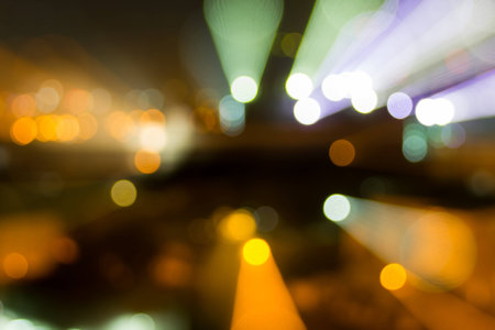Bokeh city lights background with zoom effect, Abstract background.