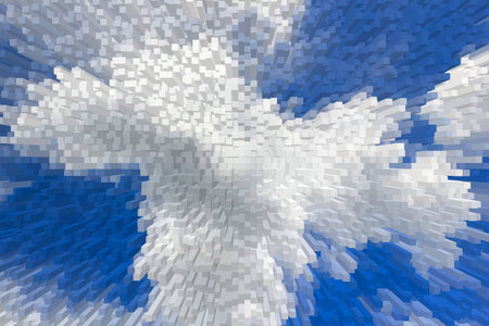 Blue sky 3D extrude blocks pattern background, Abstract blue sky background.の写真素材