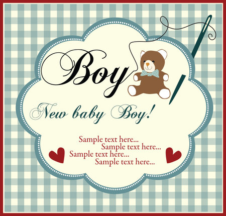 Baby boy shower invitation cardのイラスト素材