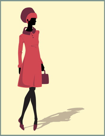 woman silhouette illustration with a bagのイラスト素材