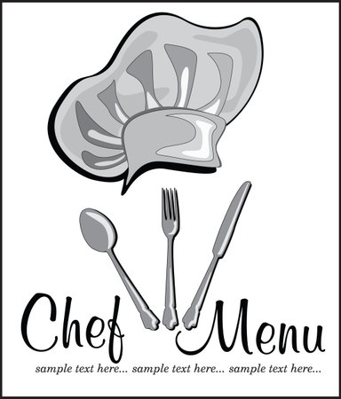 restaurant menu with chef hatのイラスト素材