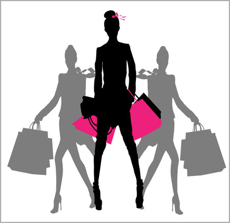 Fashion and Shopping girlsのイラスト素材