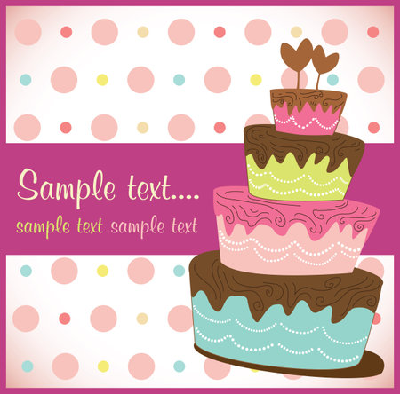 wedding invitation with a cakeのイラスト素材
