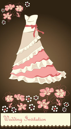 elegant wedding invitation with a brides dressのイラスト素材