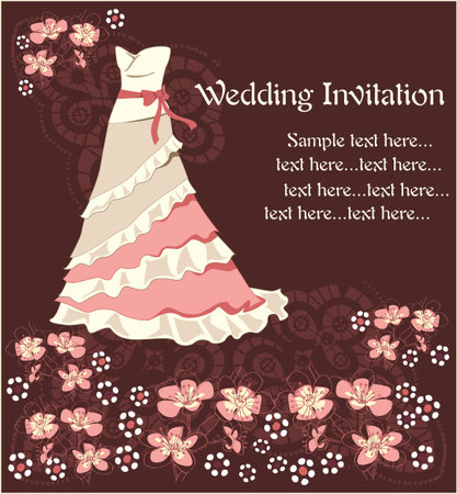 elegant wedding invitation with a brides dressのイラスト素材