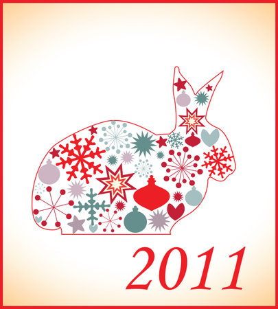 2011 Year of the Rabbit with Snowflakesのイラスト素材
