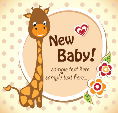 baby shower with cute giraffeのイラスト素材