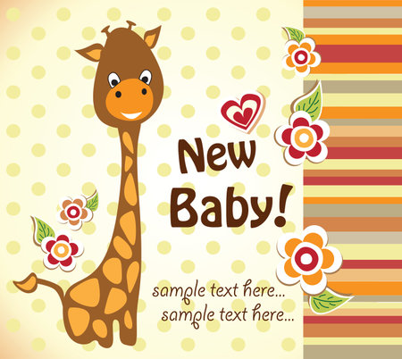 baby shower with cute giraffeのイラスト素材