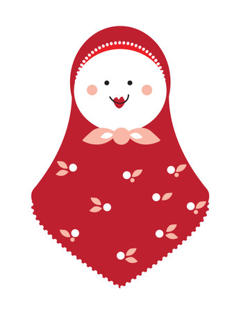 Russian Doll in retro style  Perfect for card design, fabric, scrapbook, album のイラスト素材