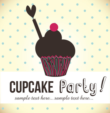 card with cup cake  illustrationのイラスト素材