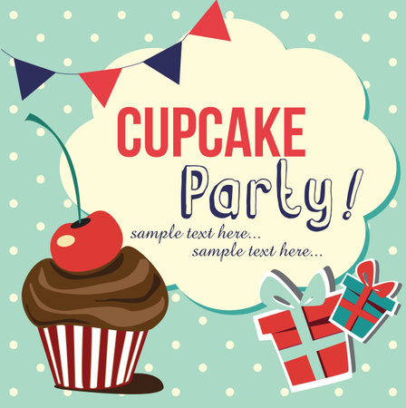 card with cup cake illustrationのイラスト素材