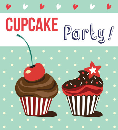 card with cup cake  illustrationのイラスト素材
