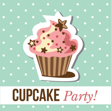 card with cup cake  illustrationのイラスト素材