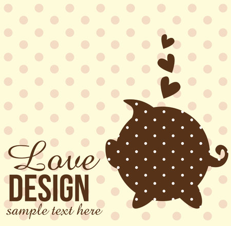 Abstract illustration with piggy bank and heart のイラスト素材