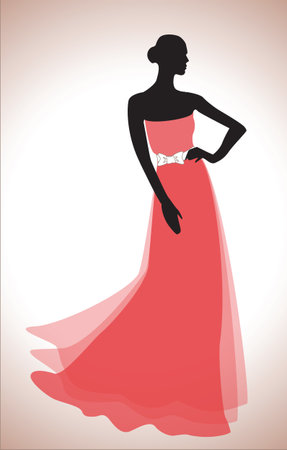 Woman silhouette in a dressのイラスト素材