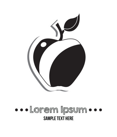 Black line art apple isolated on whiteのイラスト素材
