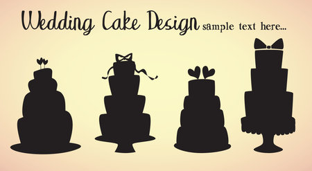 wedding cakes isolated silhouettesのイラスト素材