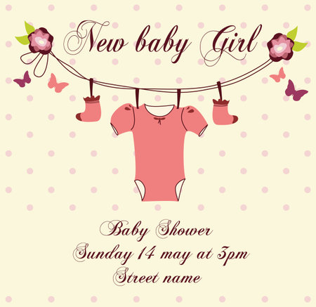 cute baby shower invitation card baby arrival cardのイラスト素材