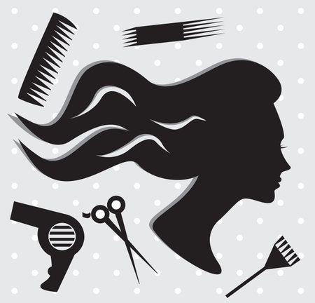 Hair salon background with woman faceのイラスト素材