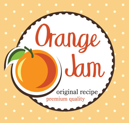 Vintage style orange jam card,labelの写真素材