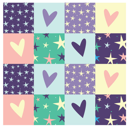seamless hearts and stars patternのイラスト素材