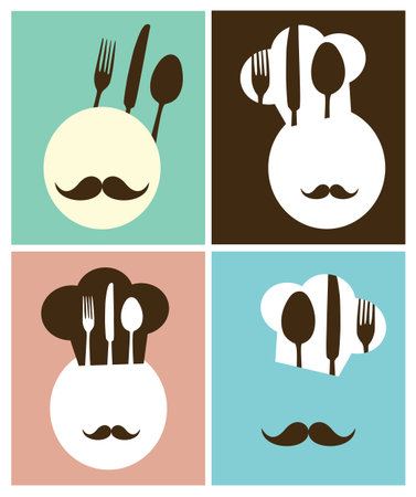 chef hat retro posterのイラスト素材