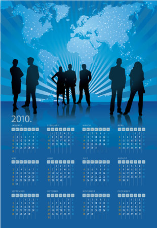 Vector illustration of 2010 calendar with business motiveのイラスト素材