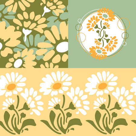 retro floral wallpaper designのイラスト素材
