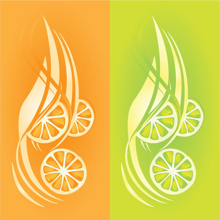 Fresh fuits, Orange and lemon juiceのイラスト素材