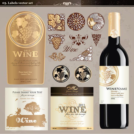 Wine labels set のイラスト素材