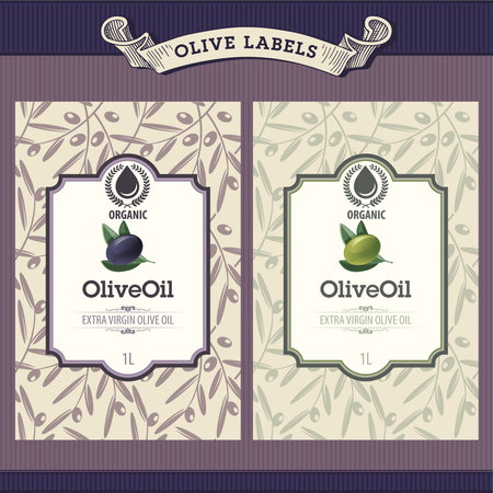 Set of olive oil labels のイラスト素材