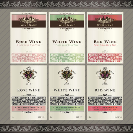 Set of wine label templates のイラスト素材